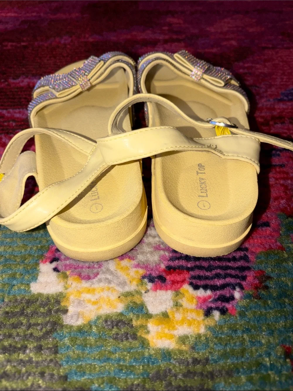 EUC Light Pink Girls' Sparkle Strap Sandals with Ankle Buckle